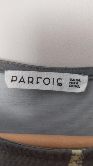 Vestido largo Parfois palmeras gris/amarillo T. M/