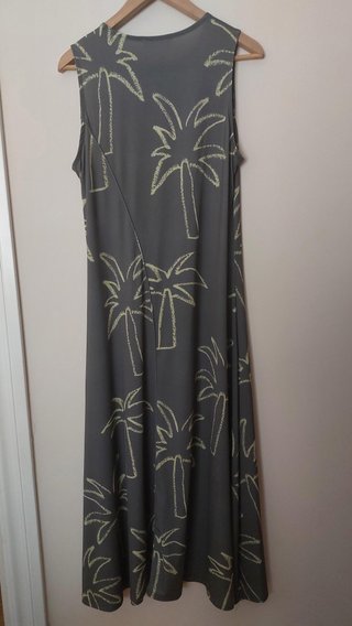 Vestido largo Parfois palmeras gris/amarillo T. M/