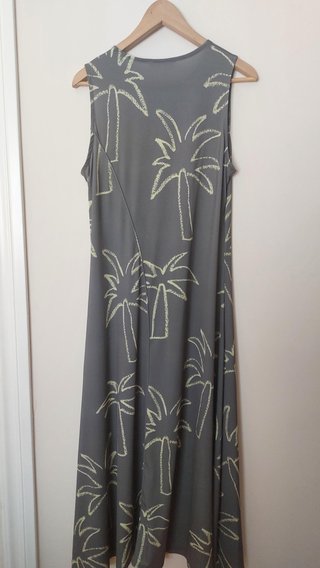 Vestido largo Parfois palmeras gris/amarillo T. M/