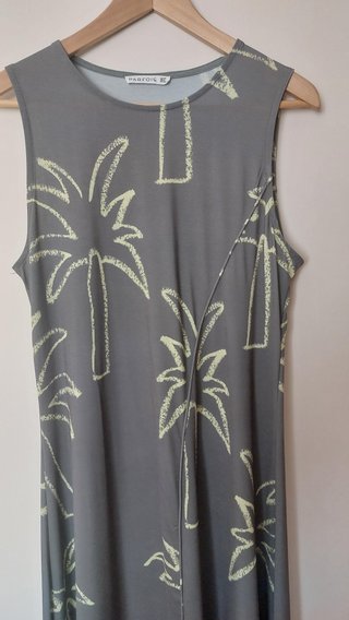 Vestido largo Parfois palmeras gris/amarillo T. M/