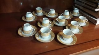 Vajilla Porcelana y Cristal Azul y Blanco