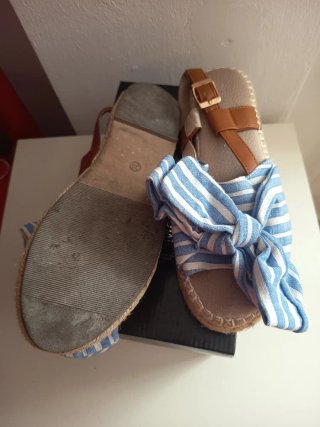 Sandalias esparto rayas azules talla 38