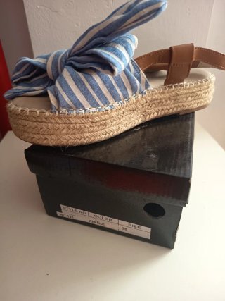 Sandalias esparto rayas azules talla 38