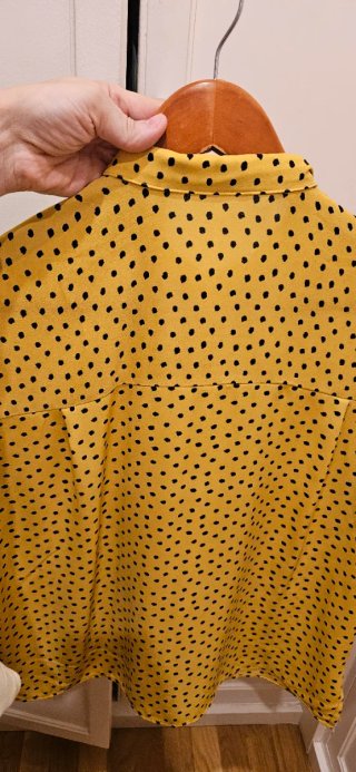 Camisa Mango Manga Corta Lunares Amarilla