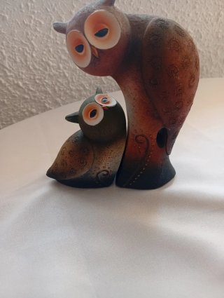 Figura búho suerte con cría