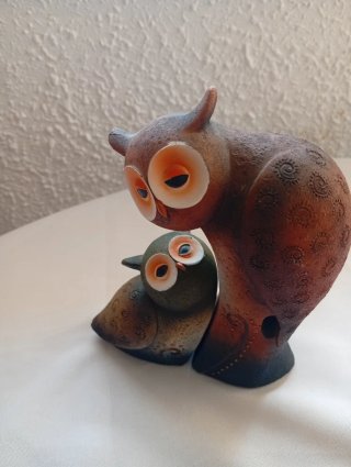 Figura búho suerte con cría