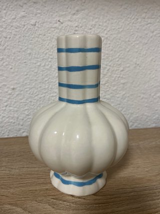 Jarrón Cerámica Camarón Rayas Azules
