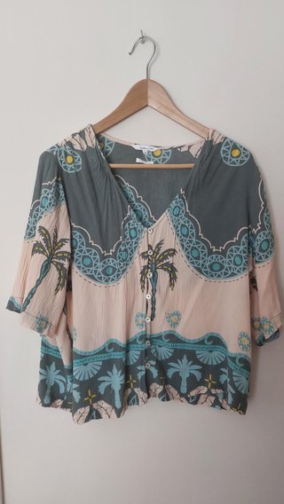 Blusa Southern Cotton Estampada Tropical Talla XL
