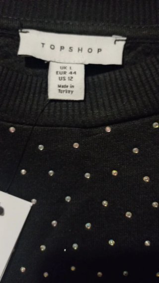 Topshop Sudadera Negra con Brillantes