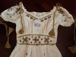 Vestido Ibicenco Blanco y Dorado