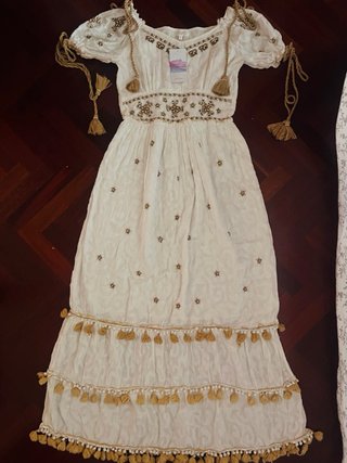 Vestido Ibicenco Blanco y Dorado