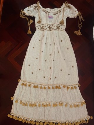 Vestido Ibicenco Blanco y Dorado