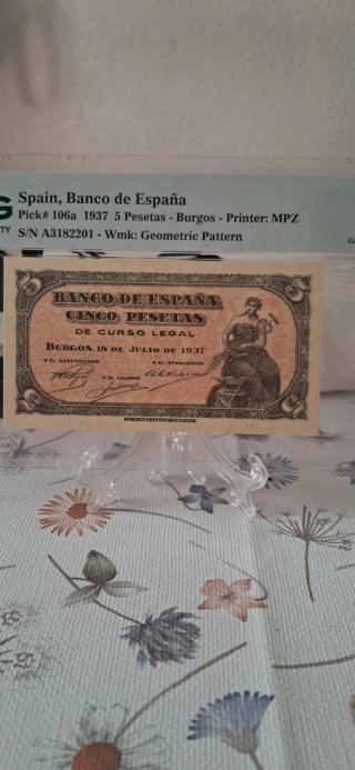 Billete 5 Pesetas España 1937 Burgos