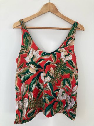 Mango Top Estampado Tropical  Hojas - M