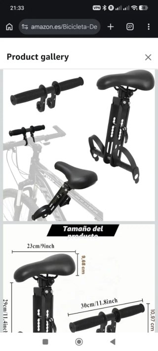 Silla infantil delantera bici Saddle Seat