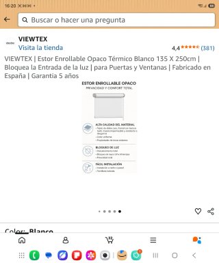 Estor opaco 1,35m x 2,50m a estrenar!!!