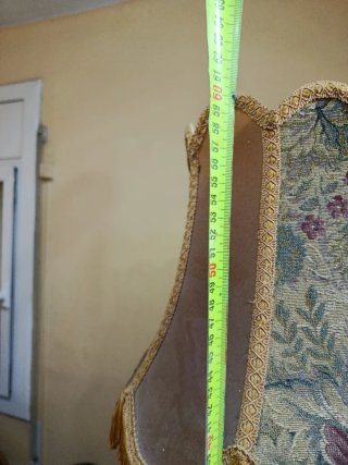 Lámpara de mesa vintage tela y madera