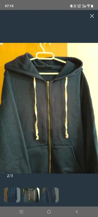 Chaqueta larga azul con cremallera Talla.L.40
