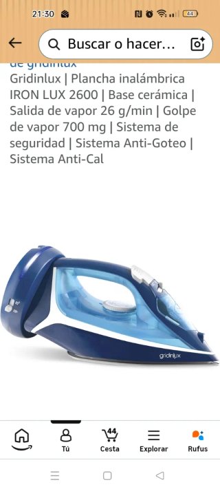 Plancha Inalámbrica Gridinlux IRON LUX 2600