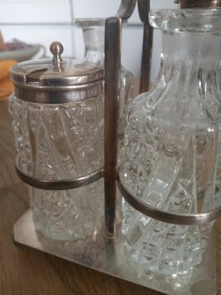 Antiguo Set Alpaca Salero Aceitera
