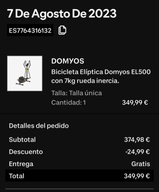 Bicicleta Elíptica Domyos EL500