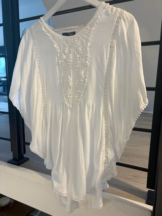 Blusa Hippie Algodón Blanca Talla Única