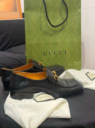 Mocasines Gucci Piel Negro Hebilla Dorada