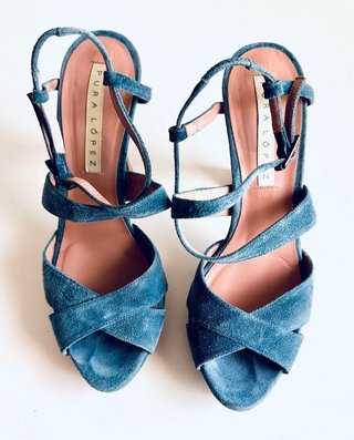 Sandalias Pura Lopez Azul Tacon