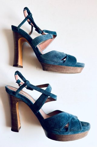 Sandalias Pura Lopez Azul Tacon