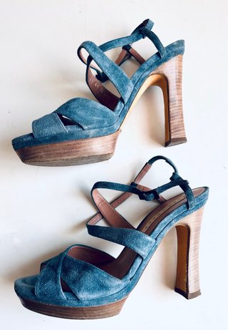 Sandalias Pura Lopez Azul Tacon