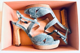 Sandalias Pura Lopez Azul Tacon
