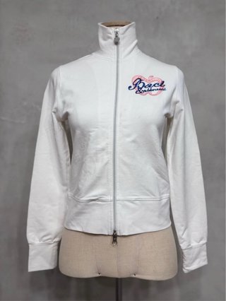 Felpa bianca con zip e paillettes