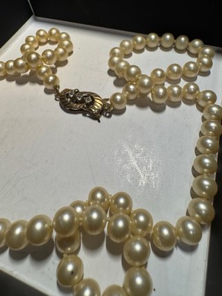 Collar Perlas Vintage Broche Plata 925 Oro