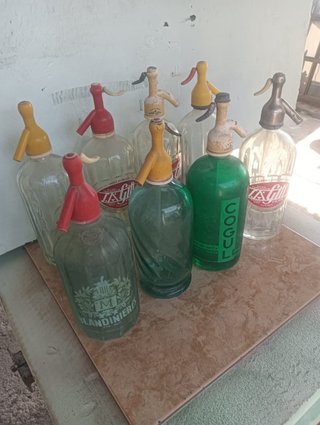 Lote 9 Sifones Antiguos Vidrio Vintage