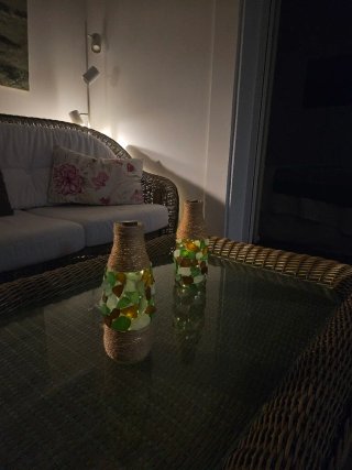 Lámpara decorativa solar de vidrio marino