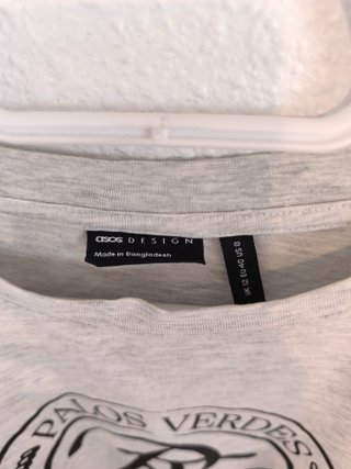 Camiseta Crop Top Oversize ASOS Gris Talla Única