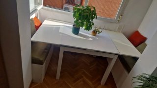 Mesa comedor extensible madera y metal