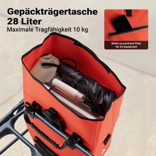 Wiltec 65502 | Borsa bici 22L rossa impermeabile