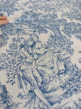 Retal 2 x1,40 Tuile de Jouy en loneta estampada