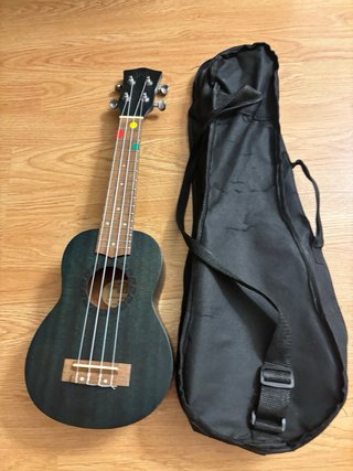 Ukelele verde con funda