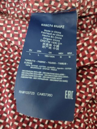 Camisa Armani Jeans Talla M Estampada Burdeos