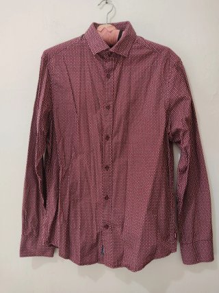 Camisa Armani Jeans Talla M Estampada Burdeos
