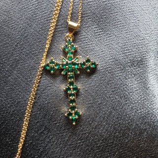 Cadena cruz verde CoverGold 2 baos de oro 18k