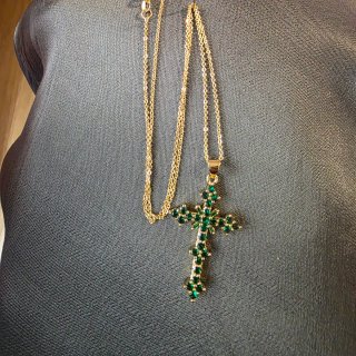 Cadena cruz verde CoverGold 2 baos de oro 18k