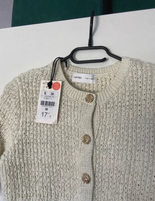 Chaqueta punto manga corta beige talla S