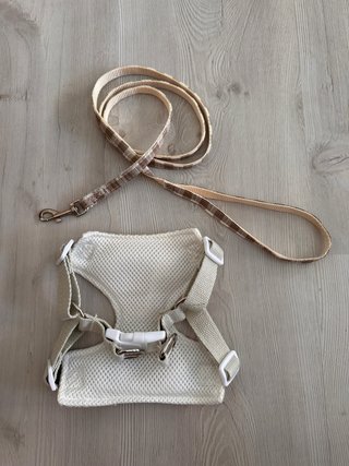 Arnés y Correa Cuadros Beige y Marrón Talla S