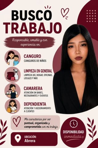 CHICA RESPONSABLE... BUSCO TRABAJO