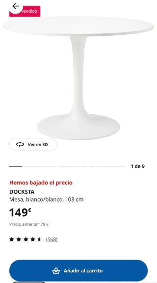 Mesa redonda IKEA blanca madera