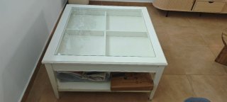 Mesa centro IKEA LIATORP blanco/vidrio.