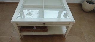 Mesa centro IKEA LIATORP blanco/vidrio.